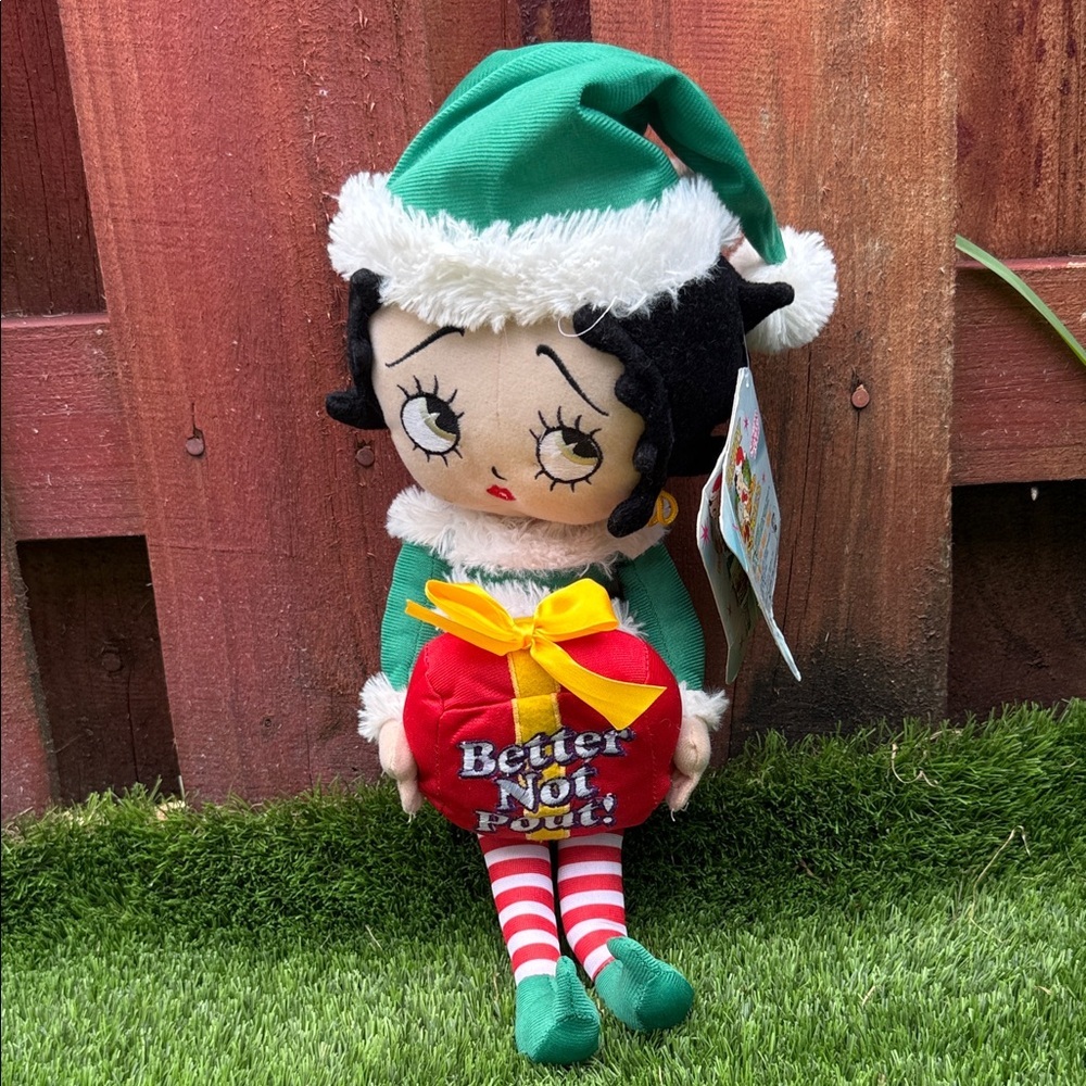 Betty Boop Green and Red Striped Elf Doll Toy
